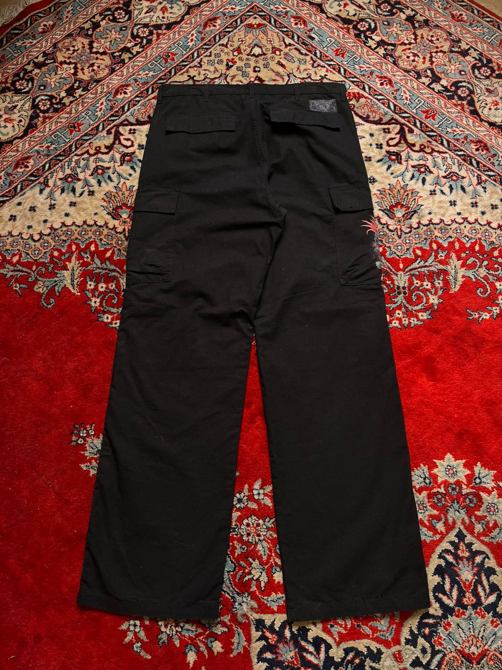 Goeland Punk Black Skull Mohawk Graphic Baggy Cargos