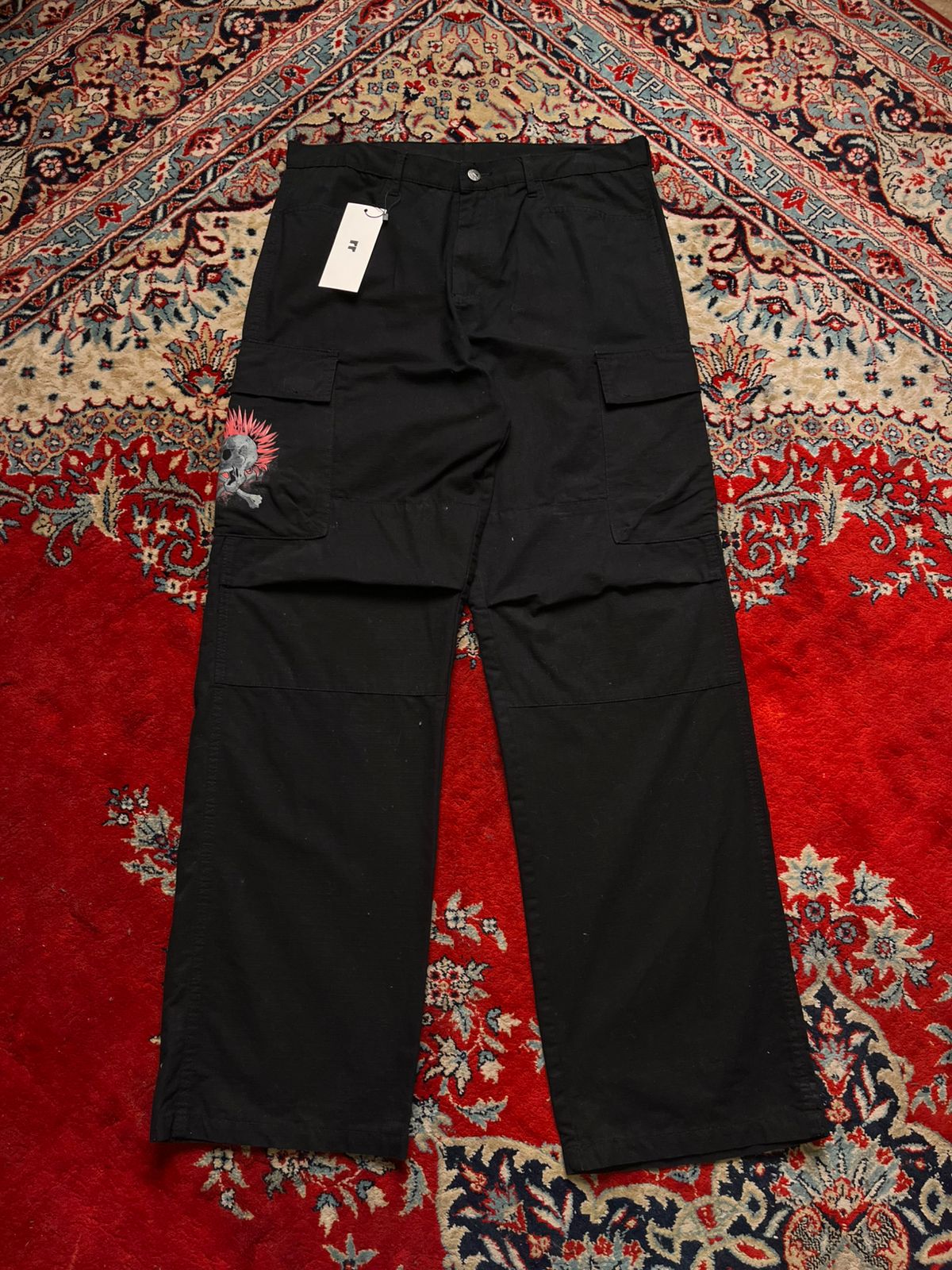 Goeland Punk Black Skull Mohawk Graphic Baggy Cargos