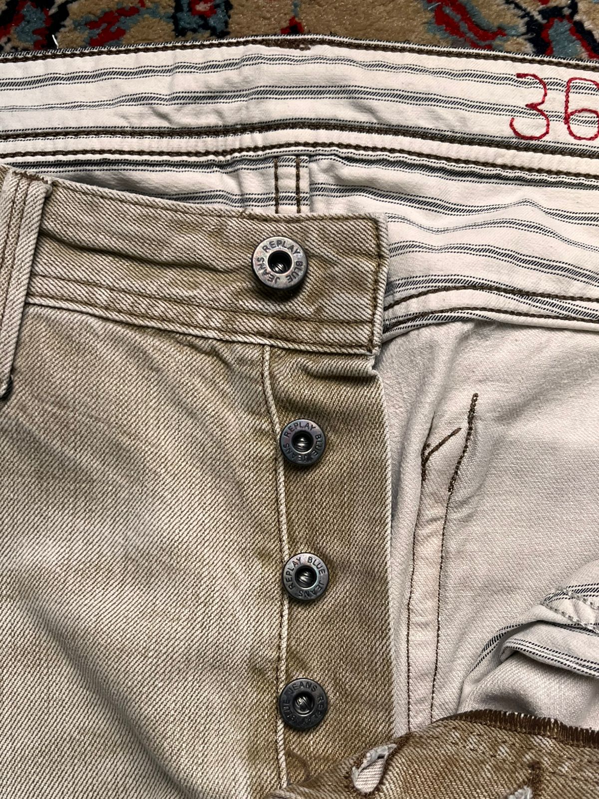 REPLAY Slim-Straight Fit Rusty Beige Non-stretch Jeans