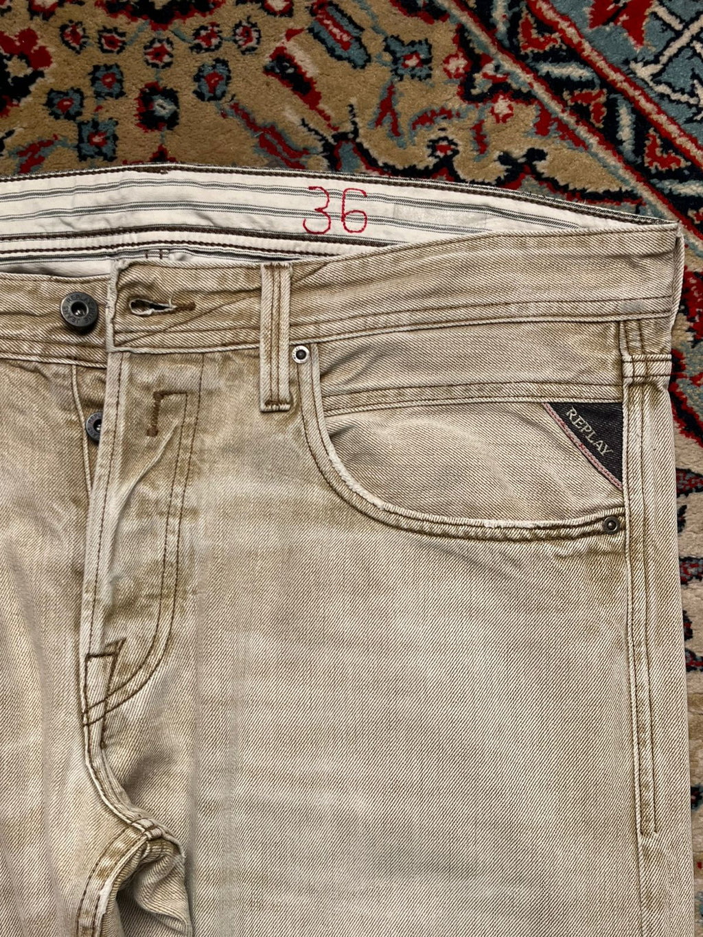 REPLAY Slim-Straight Fit Rusty Beige Non-stretch Jeans