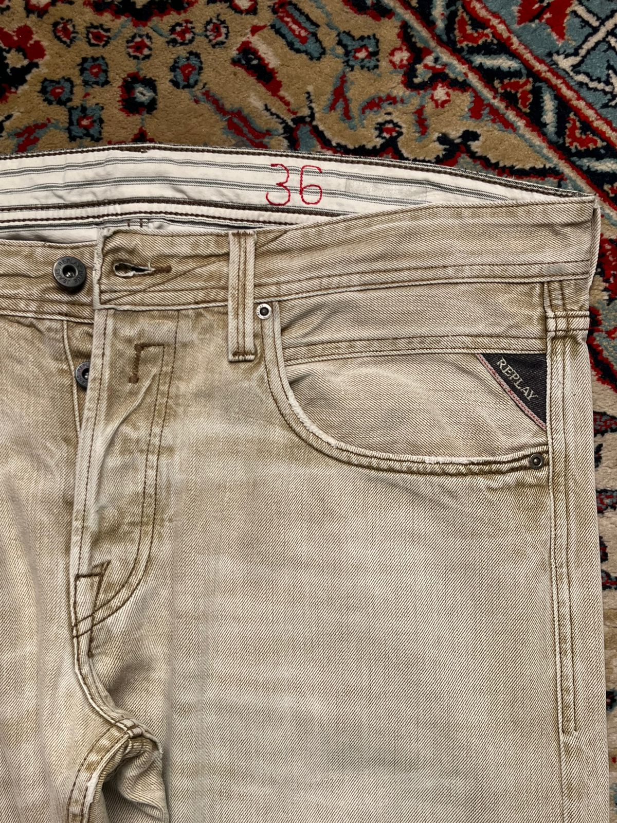 REPLAY Slim-Straight Fit Rusty Beige Non-stretch Jeans