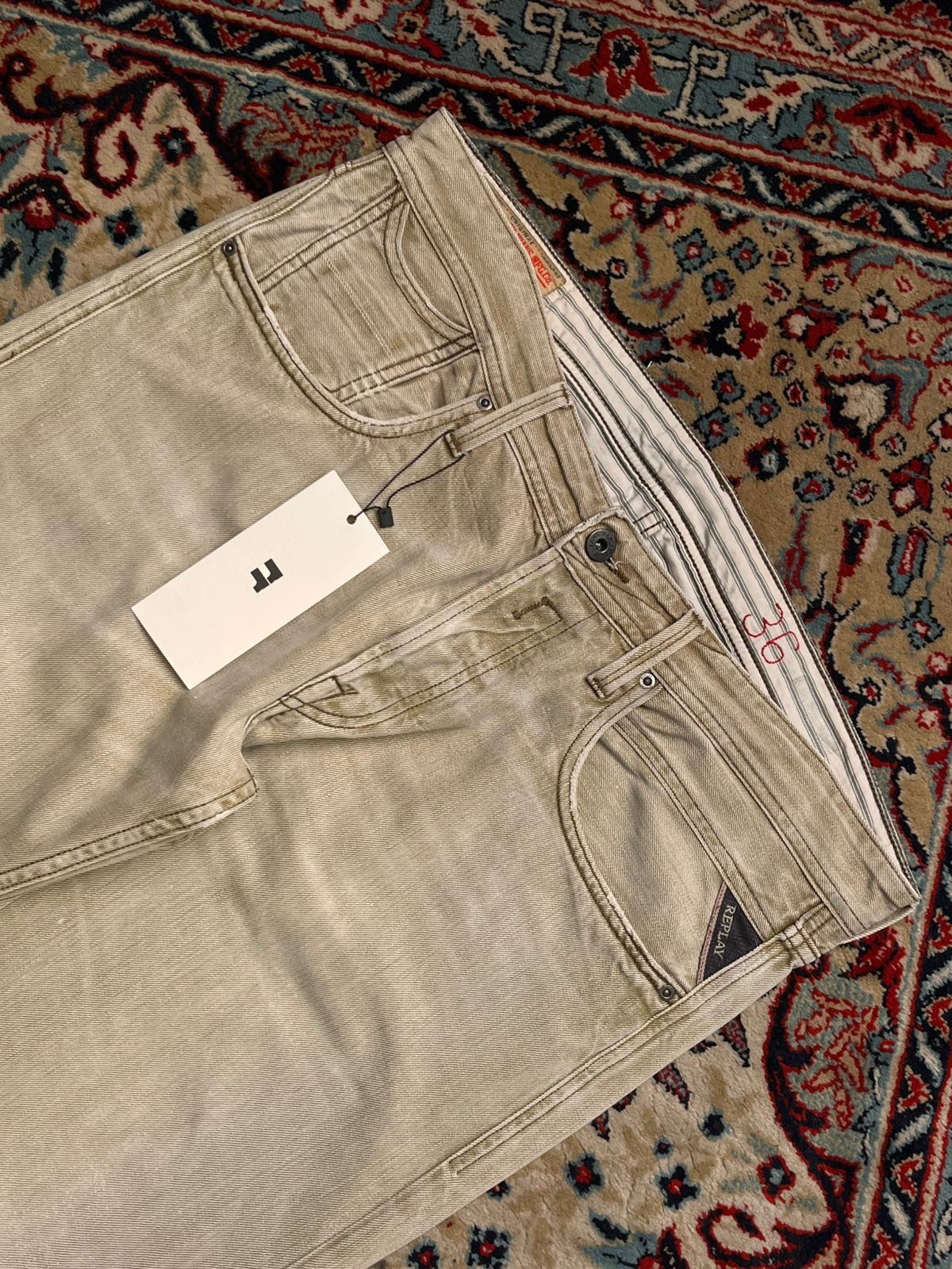 REPLAY Slim-Straight Fit Rusty Beige Non-stretch Jeans