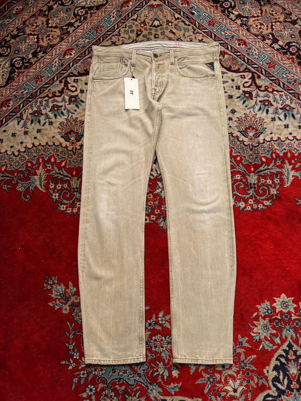 REPLAY Slim-Straight Fit Rusty Beige Non-stretch Jeans