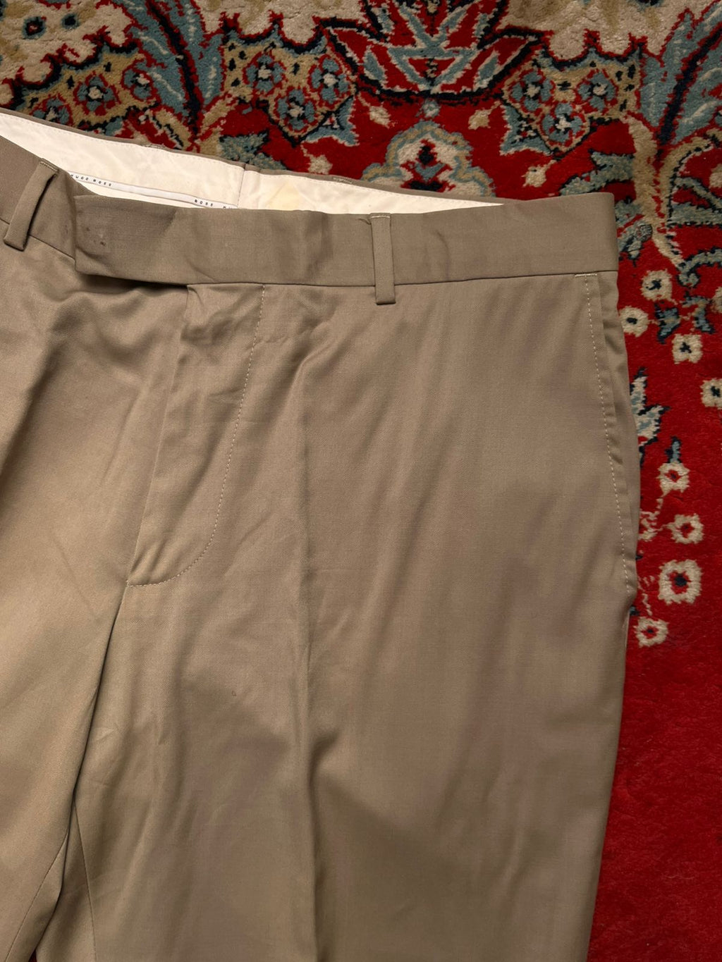 Hugo Boss Khaki James Brown Flat Front Dress Pants