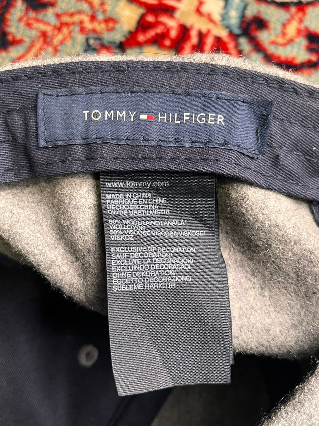 Tommy Hilfiger Grey Wool Blend Baseball Cap