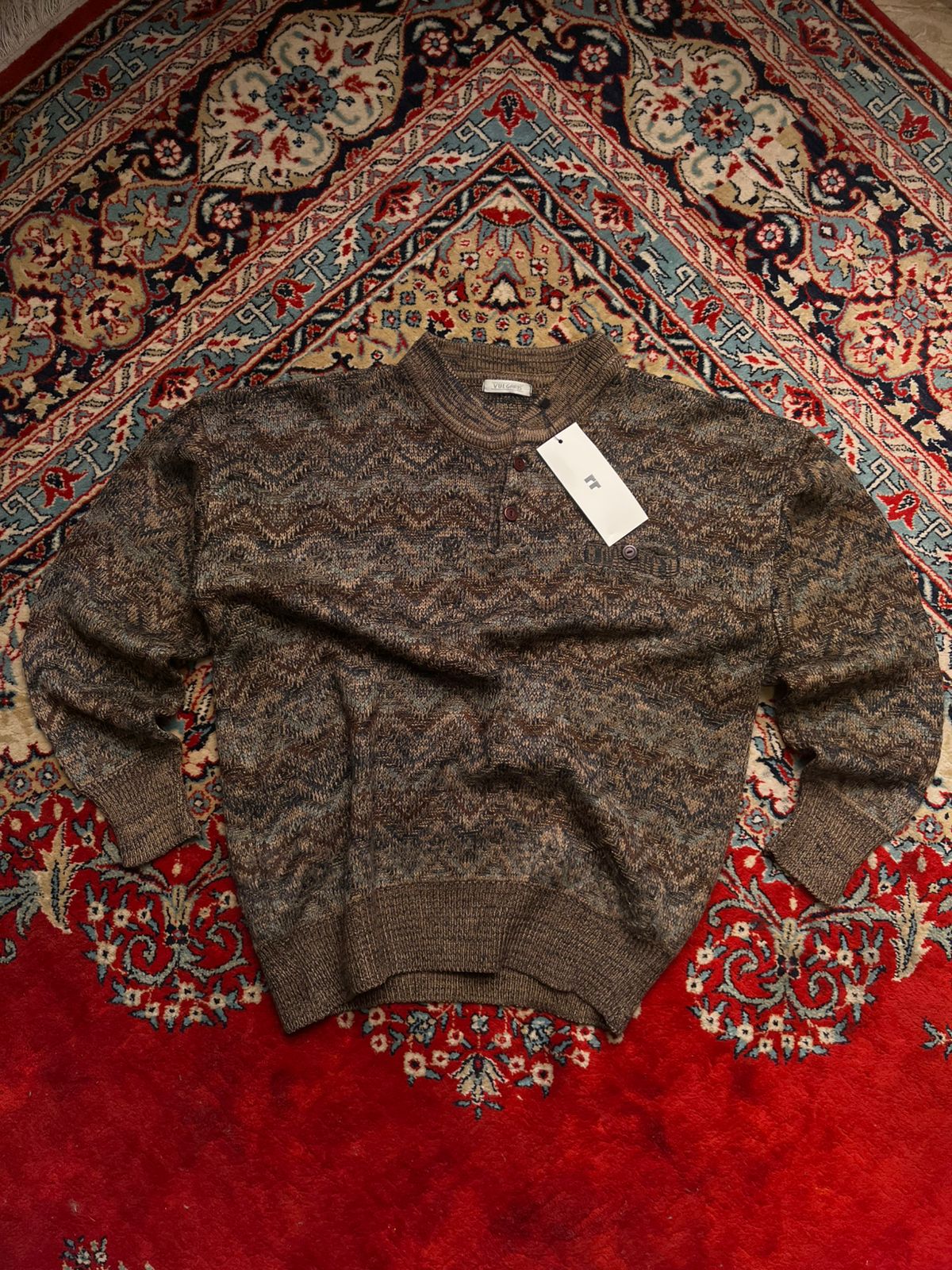 VULGARIS NWT Abstract Geometric Knit Sweater