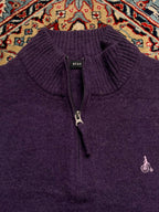 Bean Pole Pure Wool Purple Quarter Zip Sweater