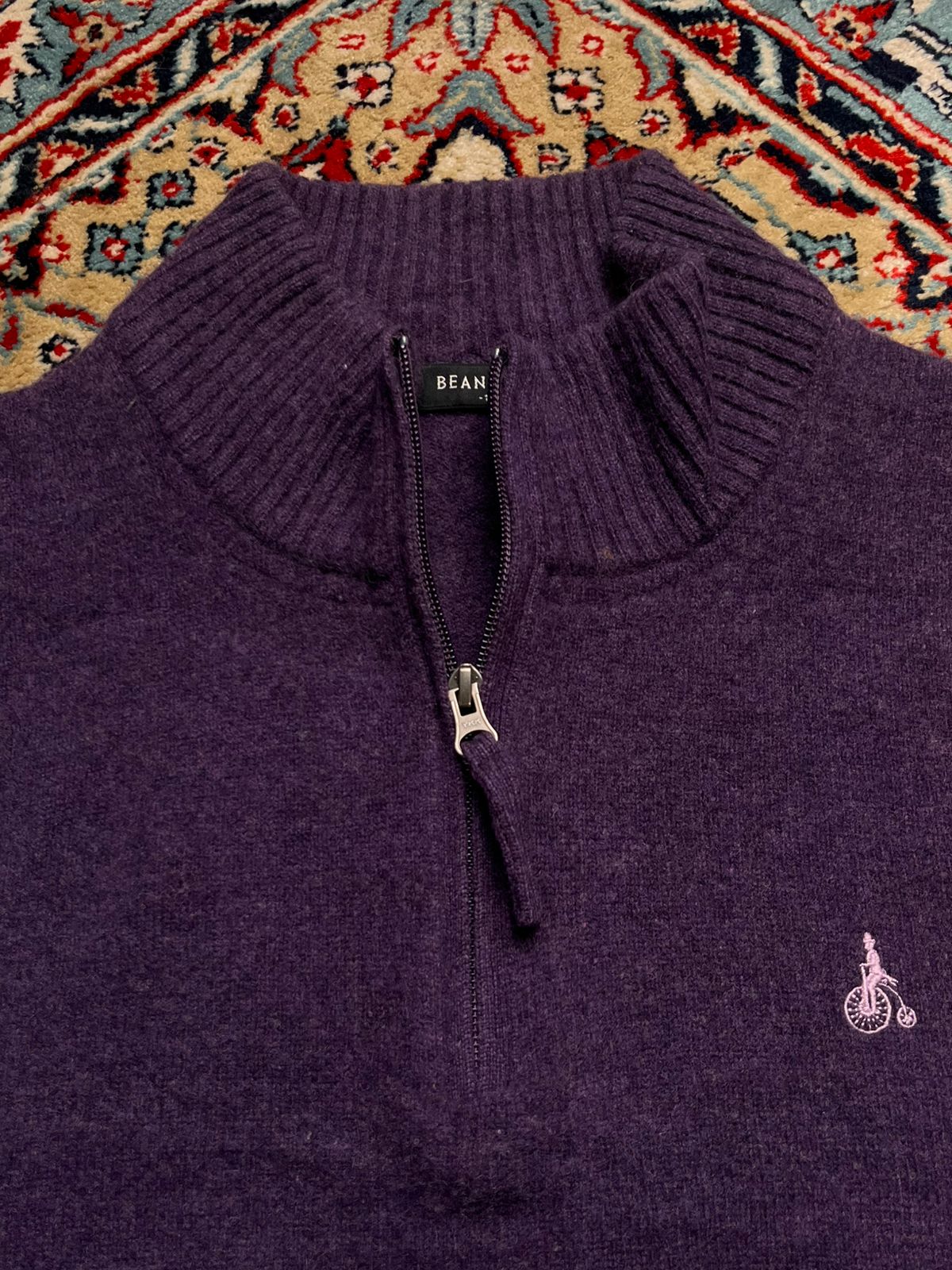 Bean Pole Pure Wool Purple Quarter Zip Sweater