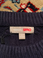SPAO Trensic Men's Navy Blue Crewneck Cable Knit Sweater