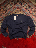SPAO Trensic Men's Navy Blue Crewneck Cable Knit Sweater