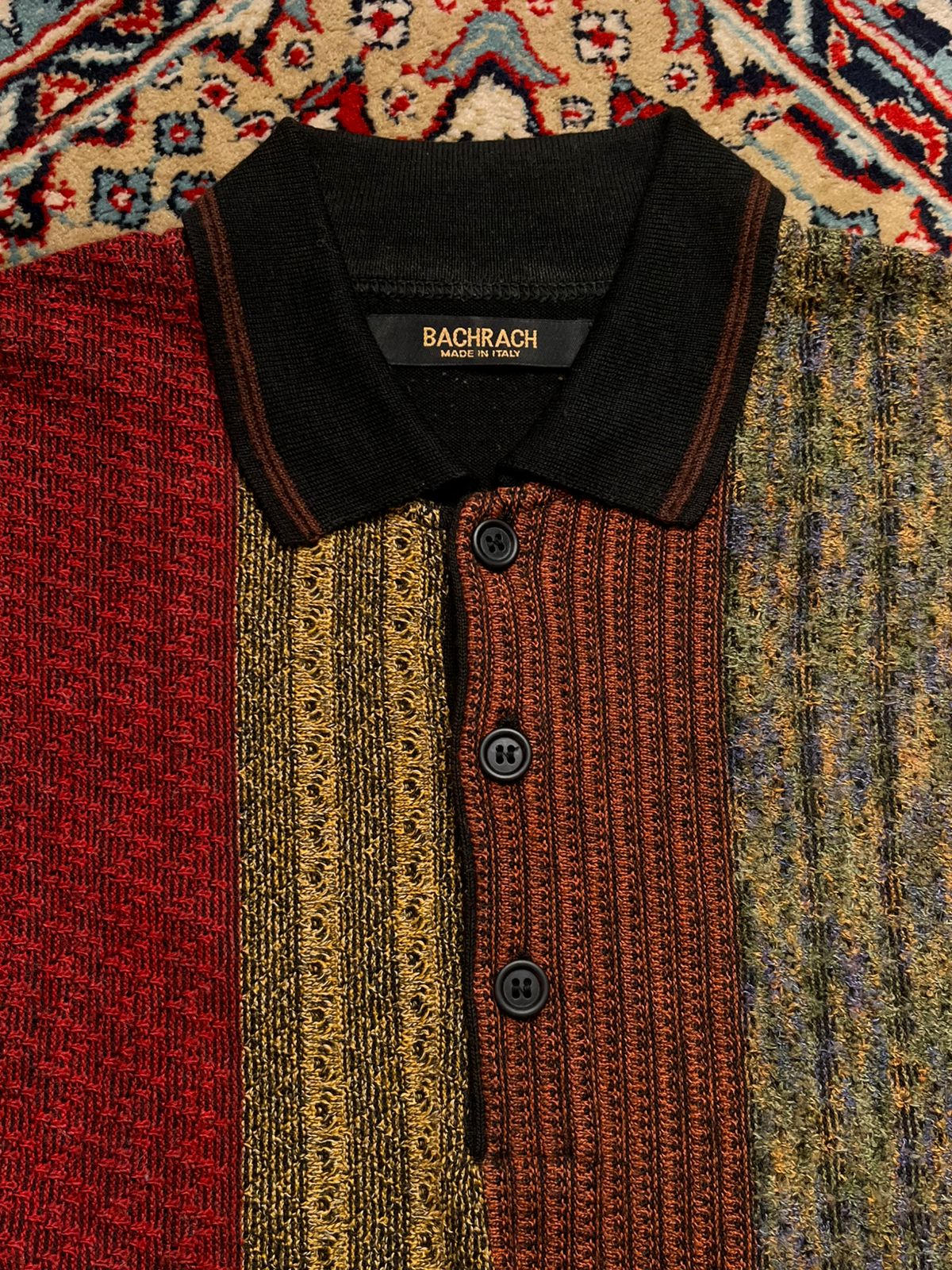 Vintage BACHRACH Italy Wool Blend Multi-Color Sweater