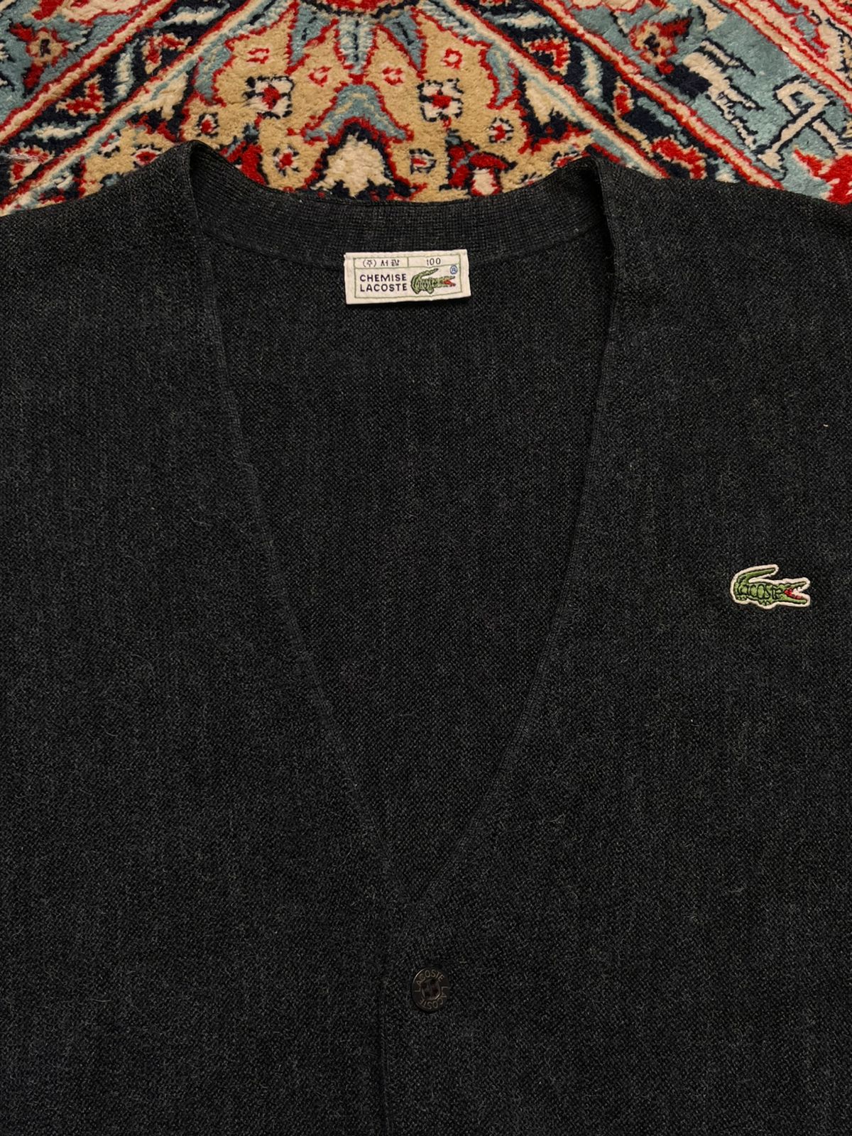 Vintage Women Relaxed Chemise Lacoste  Charcoal Gray Cardigan Sweater