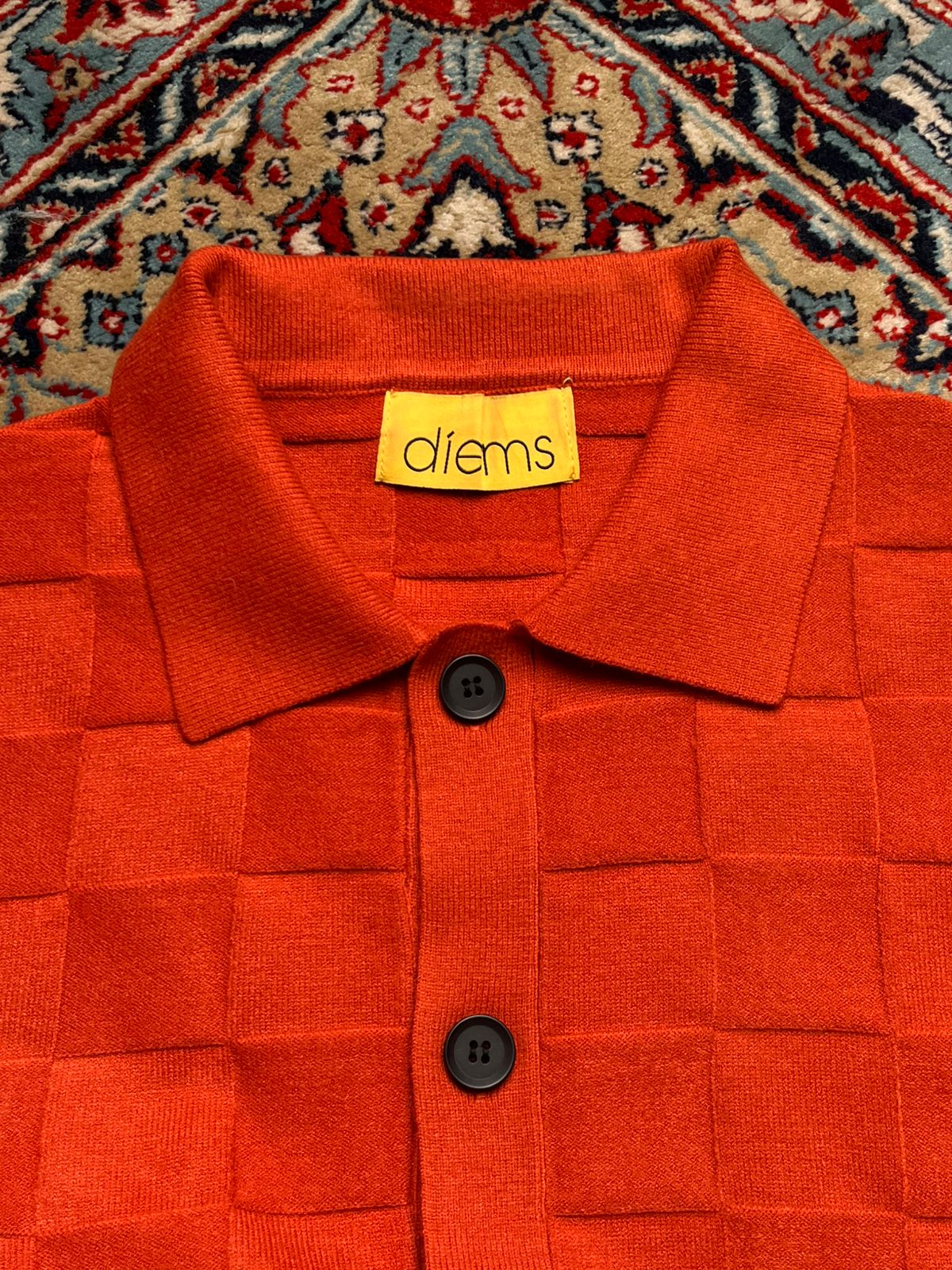 STCO Formal SPA Orange Checkered Knit Sweater