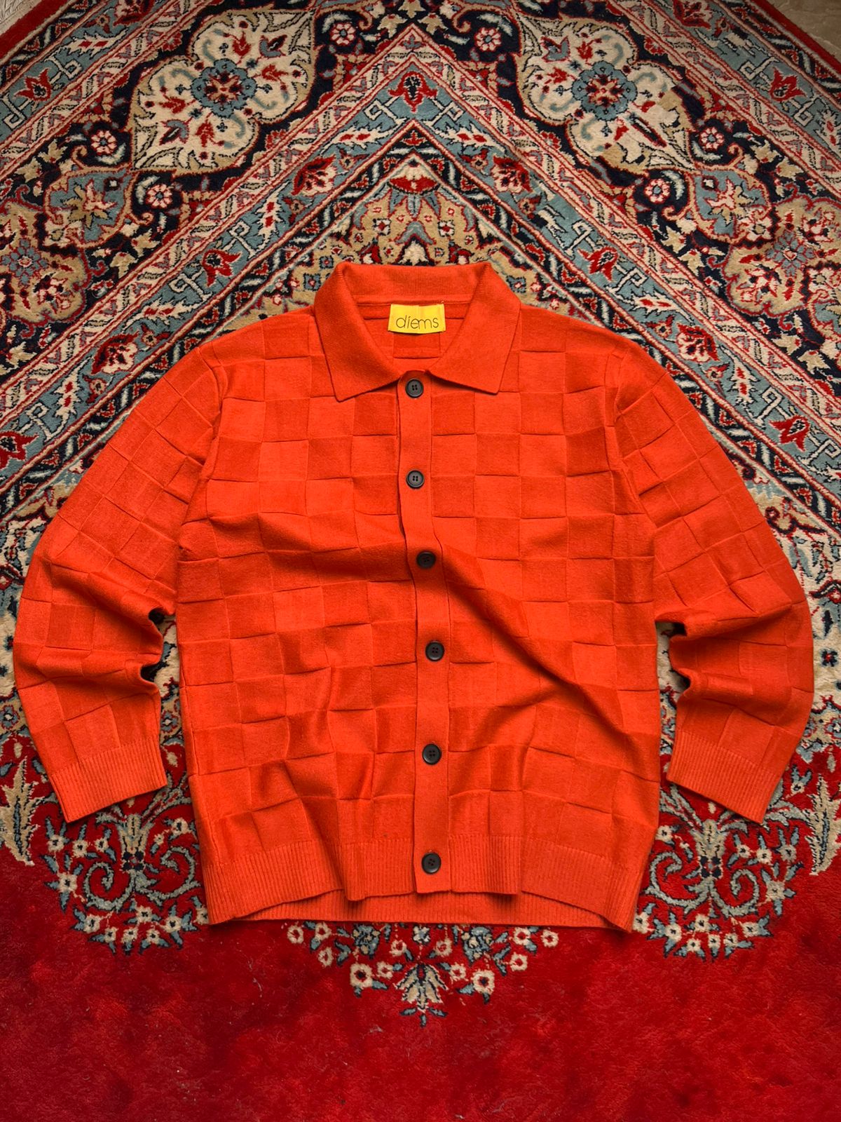 STCO Formal SPA Orange Checkered Knit Sweater