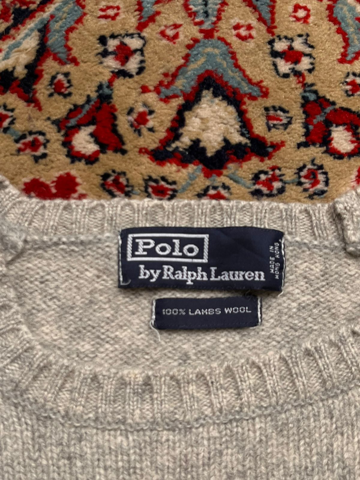 Vintage Polo Ralph Lauren Gray Pure Lambswool Crew Neck Sweater