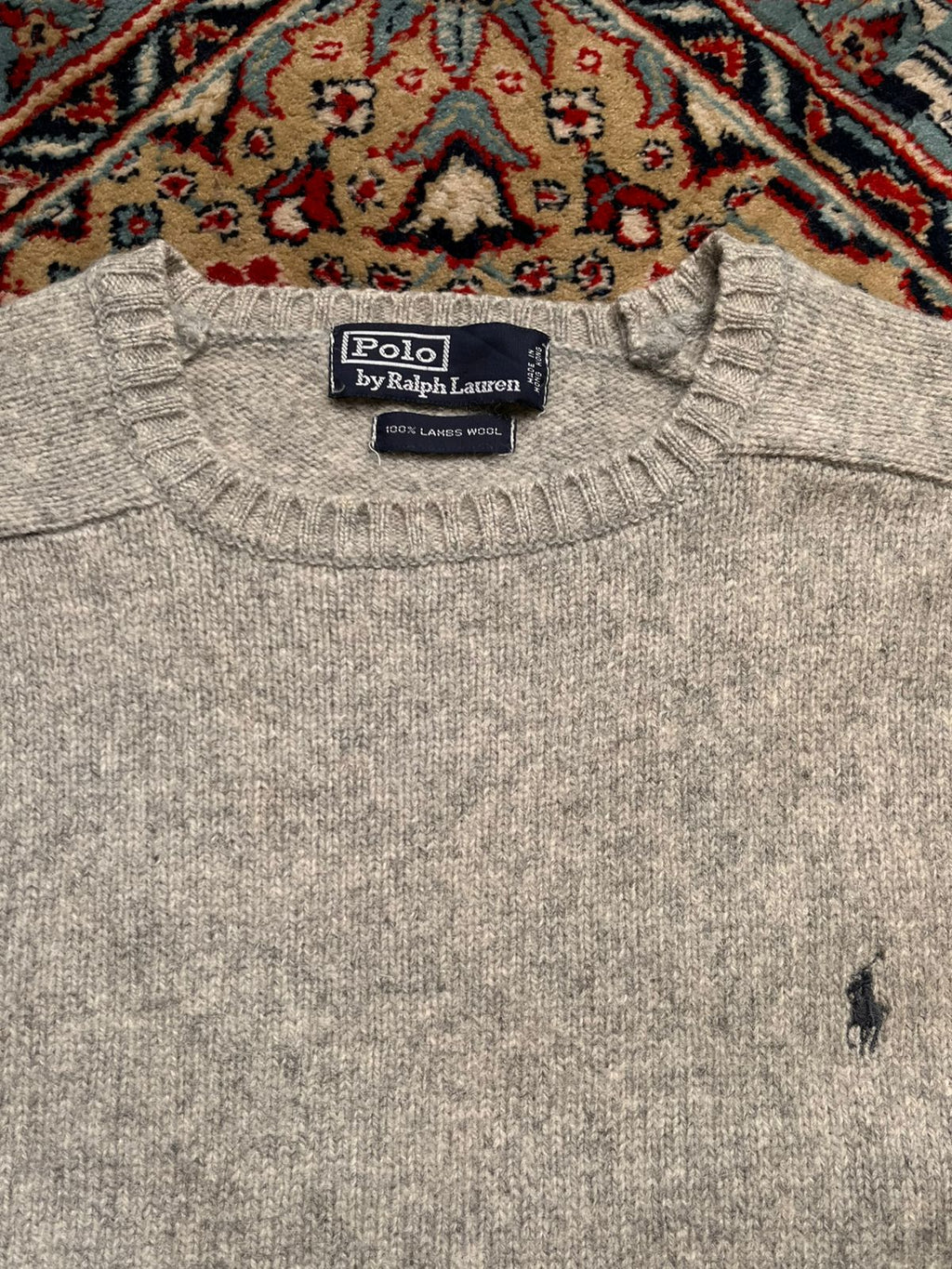 Vintage Polo Ralph Lauren Gray Pure Lambswool Crew Neck Sweater