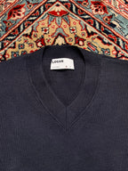 LOGAN Men’s V-Neck Navy Blue Knit Relaxed Fit Sweater