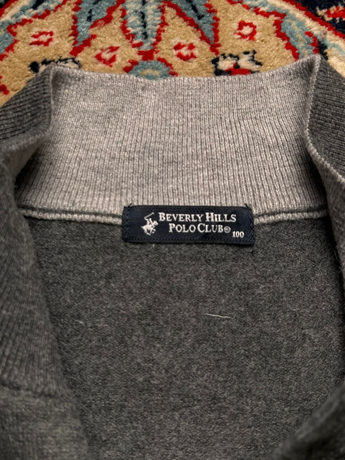 Beverly Hills Polo Club Grey Quarter Neck Sweater