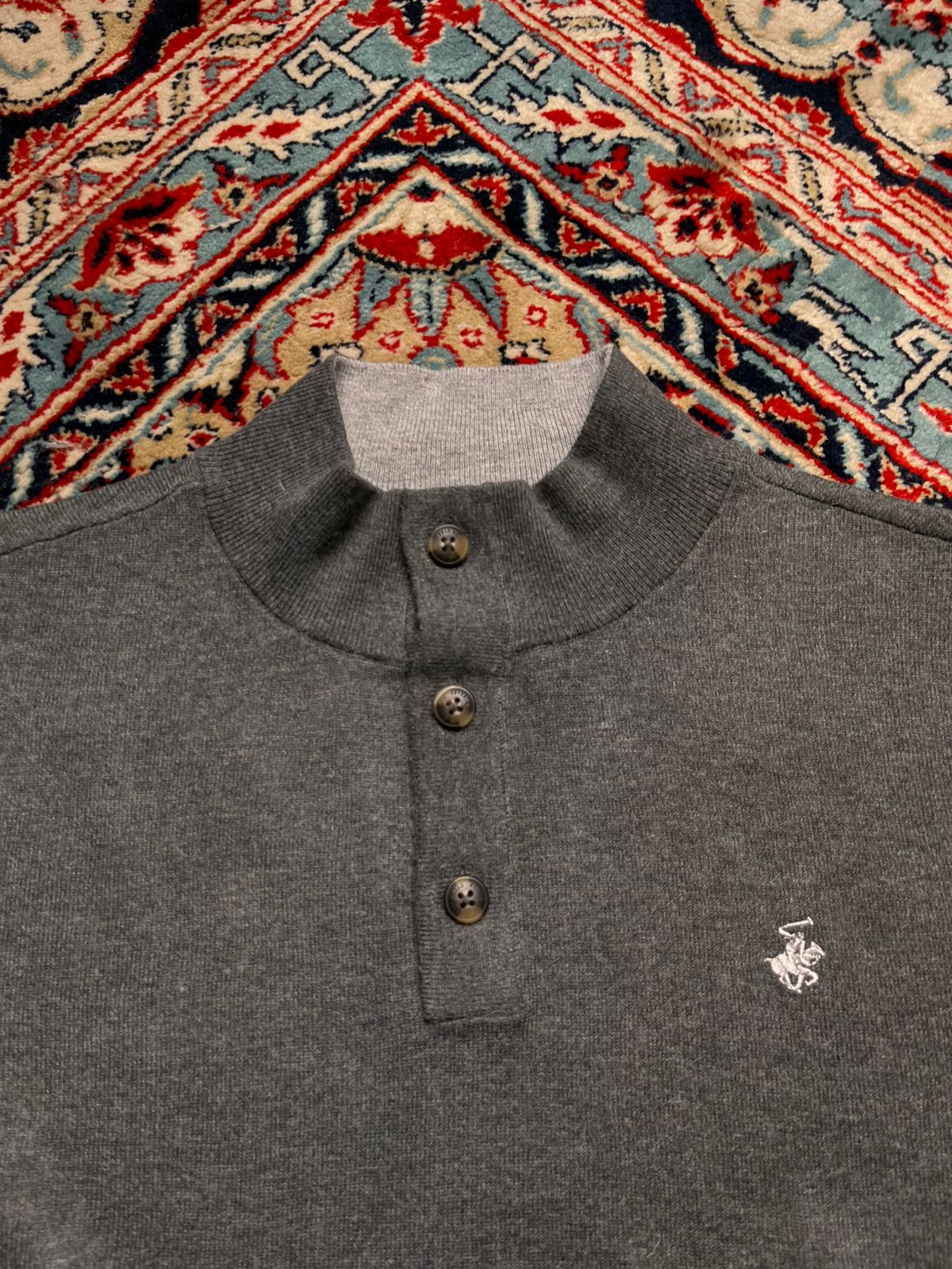 Beverly Hills Polo Club Grey Quarter Neck Sweater