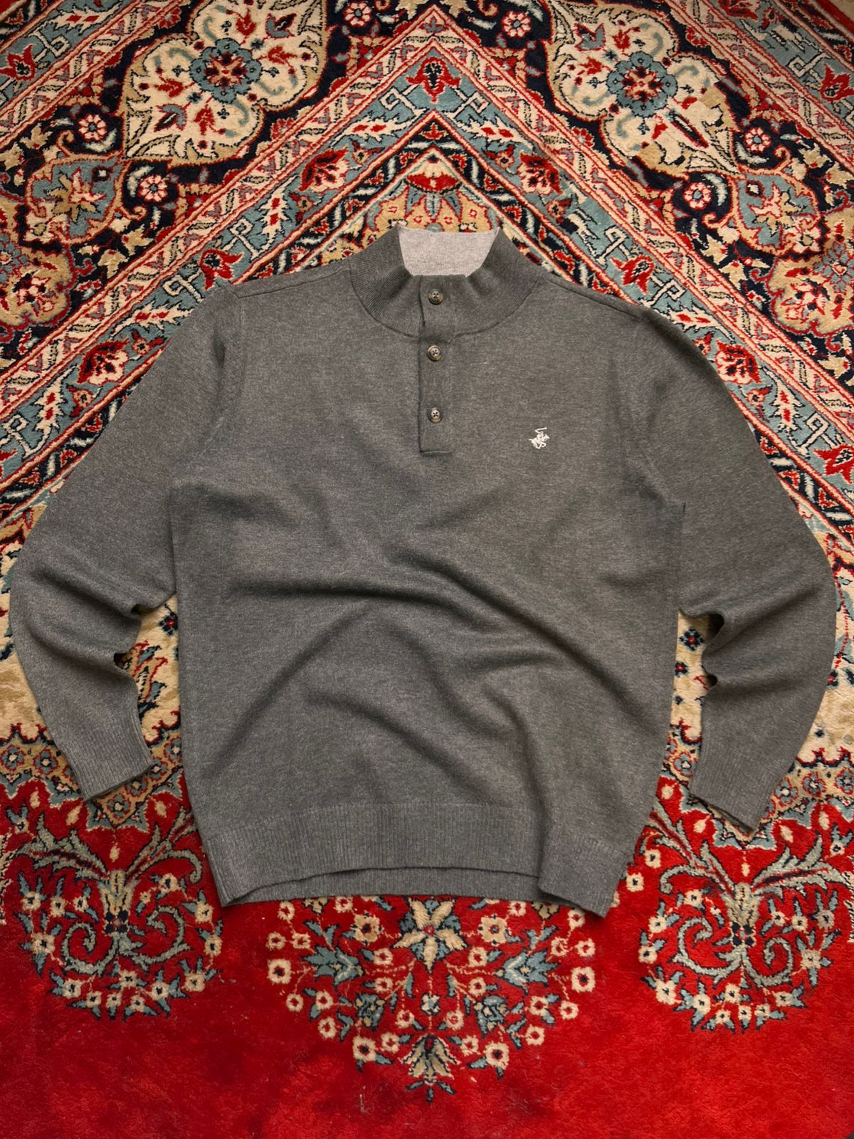 Beverly Hills Polo Club Grey Quarter Neck Sweater