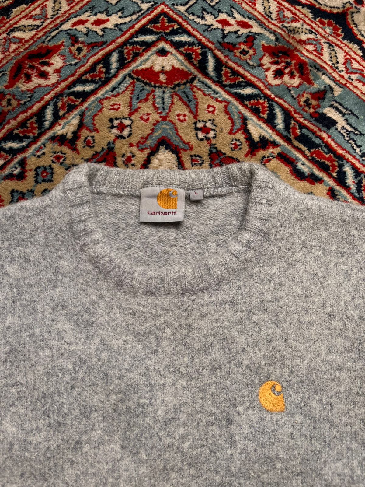 Carhartt Women Grey Pure Shetland Wool Crewneck Sweater