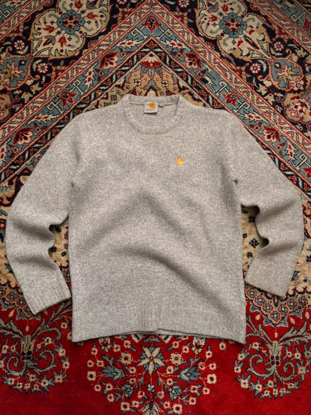 Carhartt Women Grey Pure Shetland Wool Crewneck Sweater