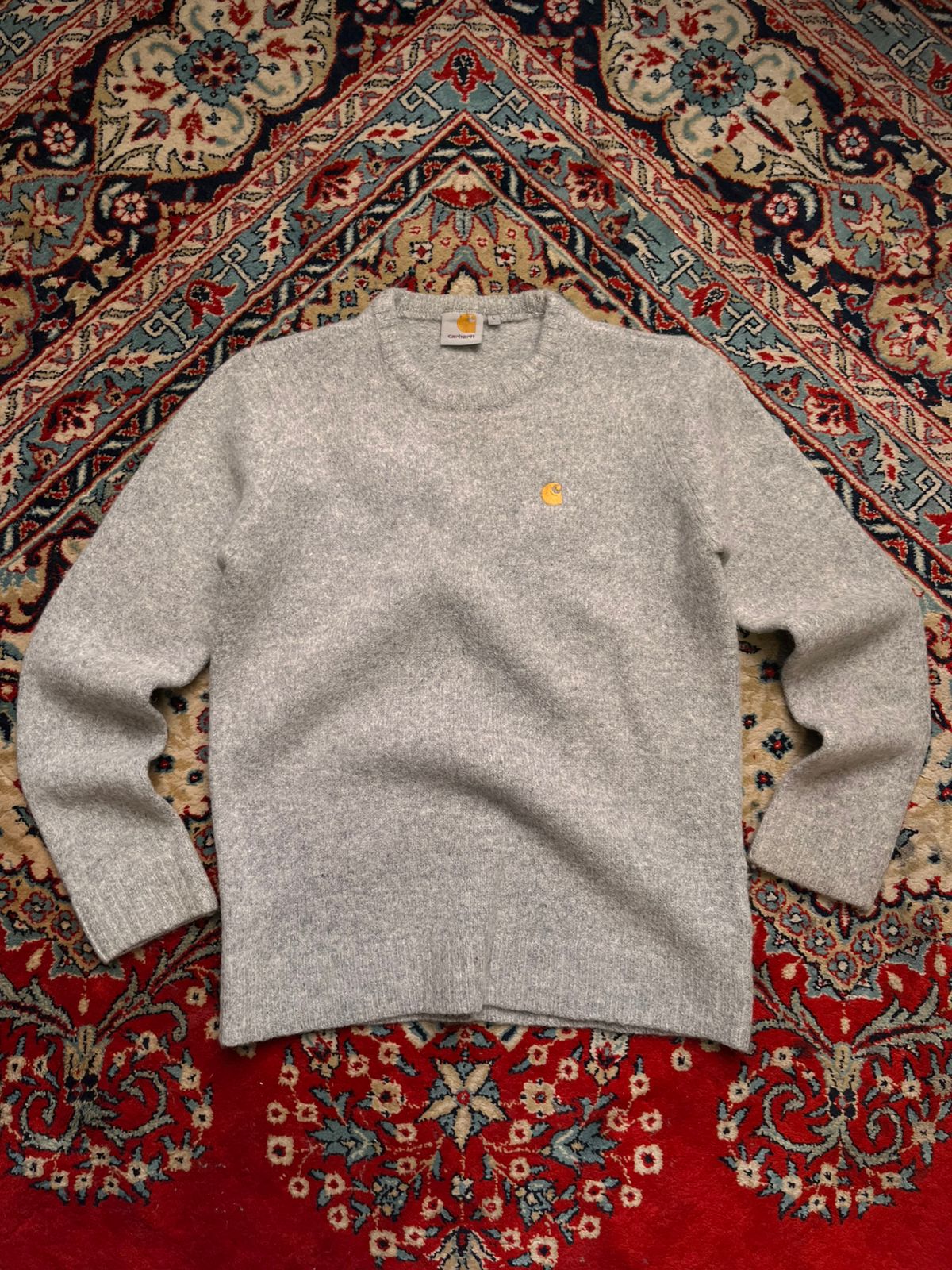Carhartt Women Grey Pure Shetland Wool Crewneck Sweater