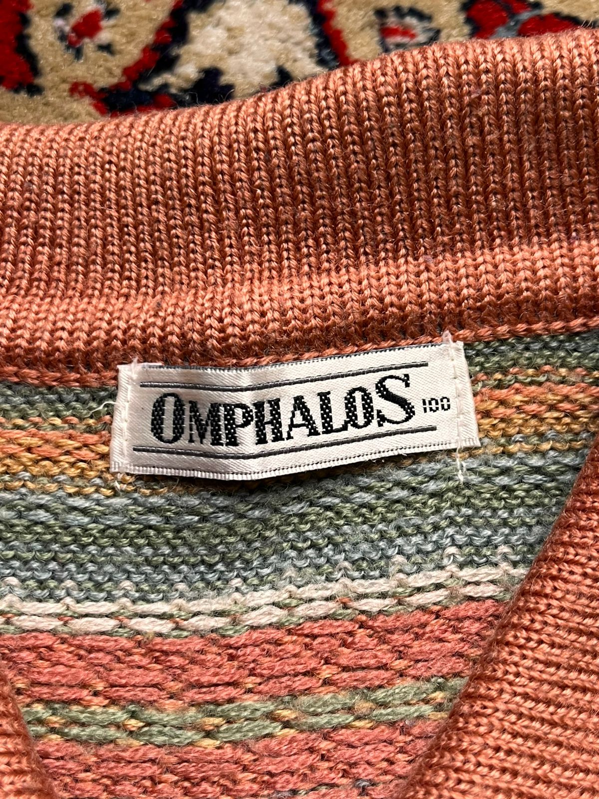 Vintage Omphalos Multi-Color Knit Polo Sweater