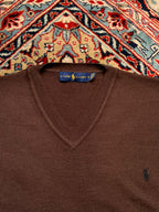 Ralph Lauren Men's V-Neck Brown Sweater