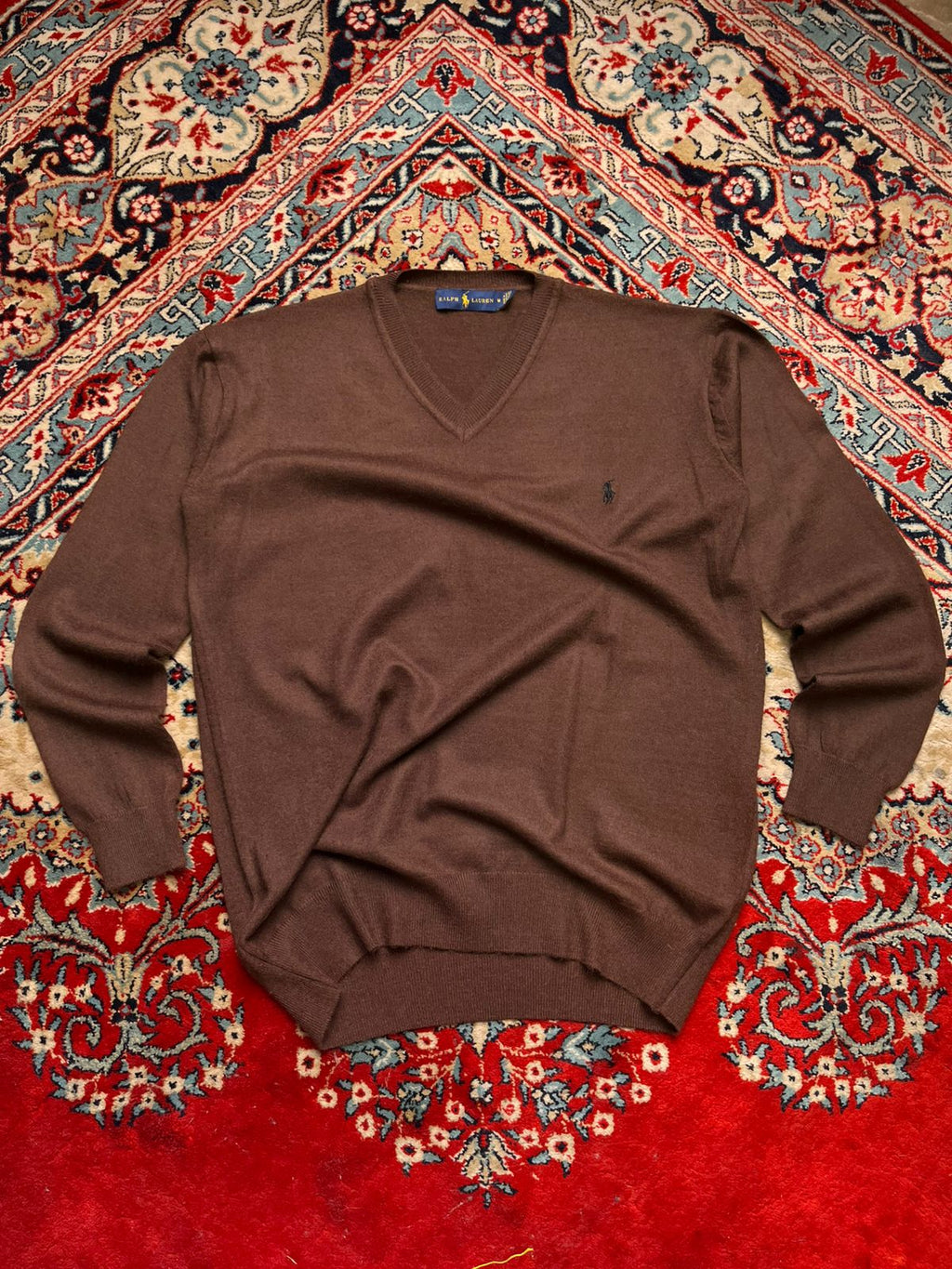 Ralph Lauren Men's V-Neck Brown Sweater