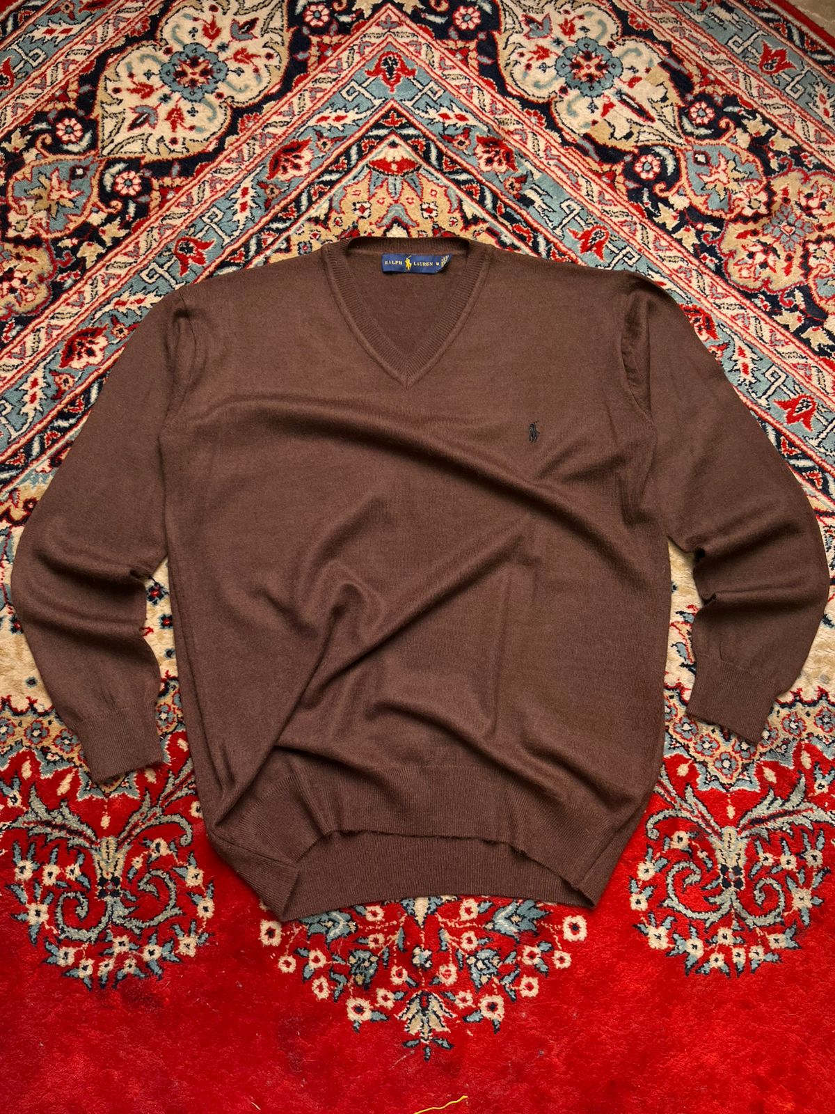Ralph Lauren Men's V-Neck Brown Sweater