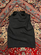 Risakonti Women Charcoal Gray Sleeveless Mock Neck Knit Sweater