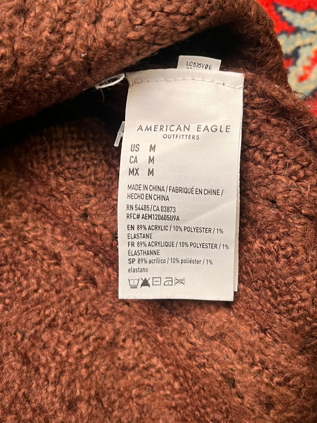 American Eagle Women Brown Knit V-Neck Cardigan Sweater