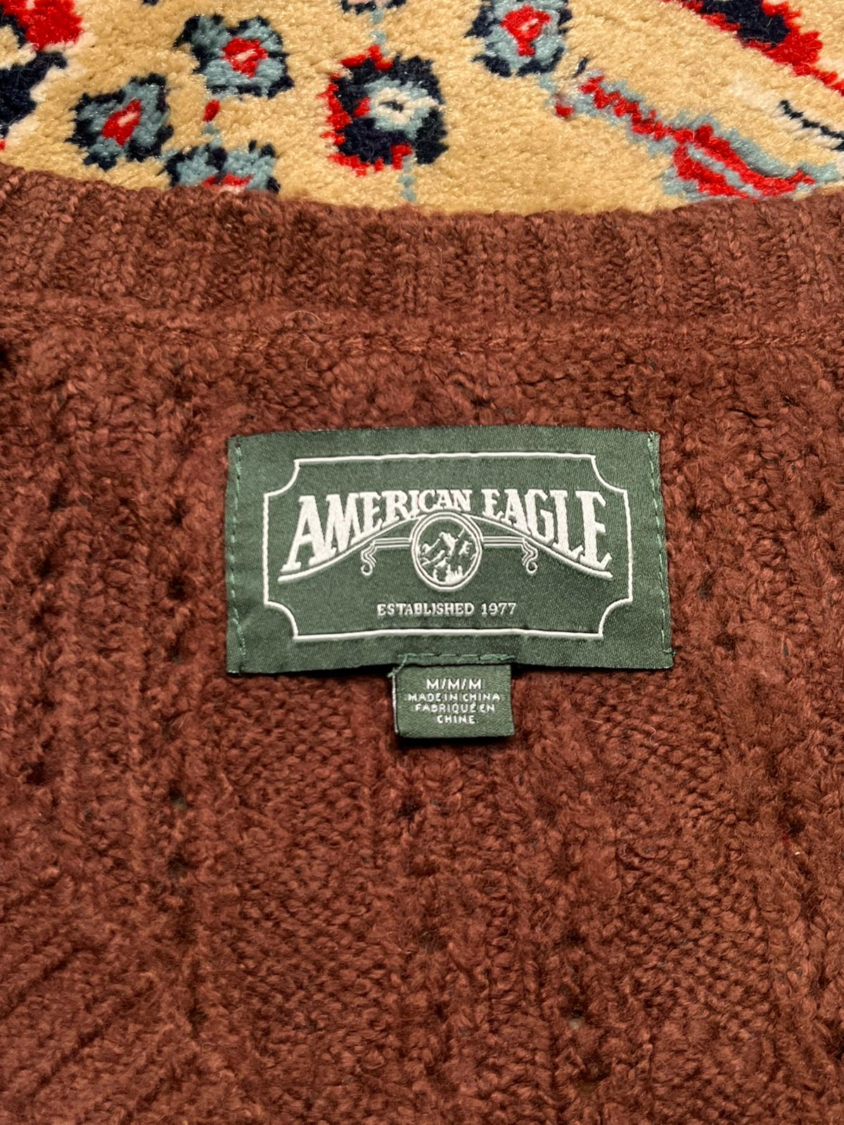 American Eagle Women Brown Knit V-Neck Cardigan Sweater