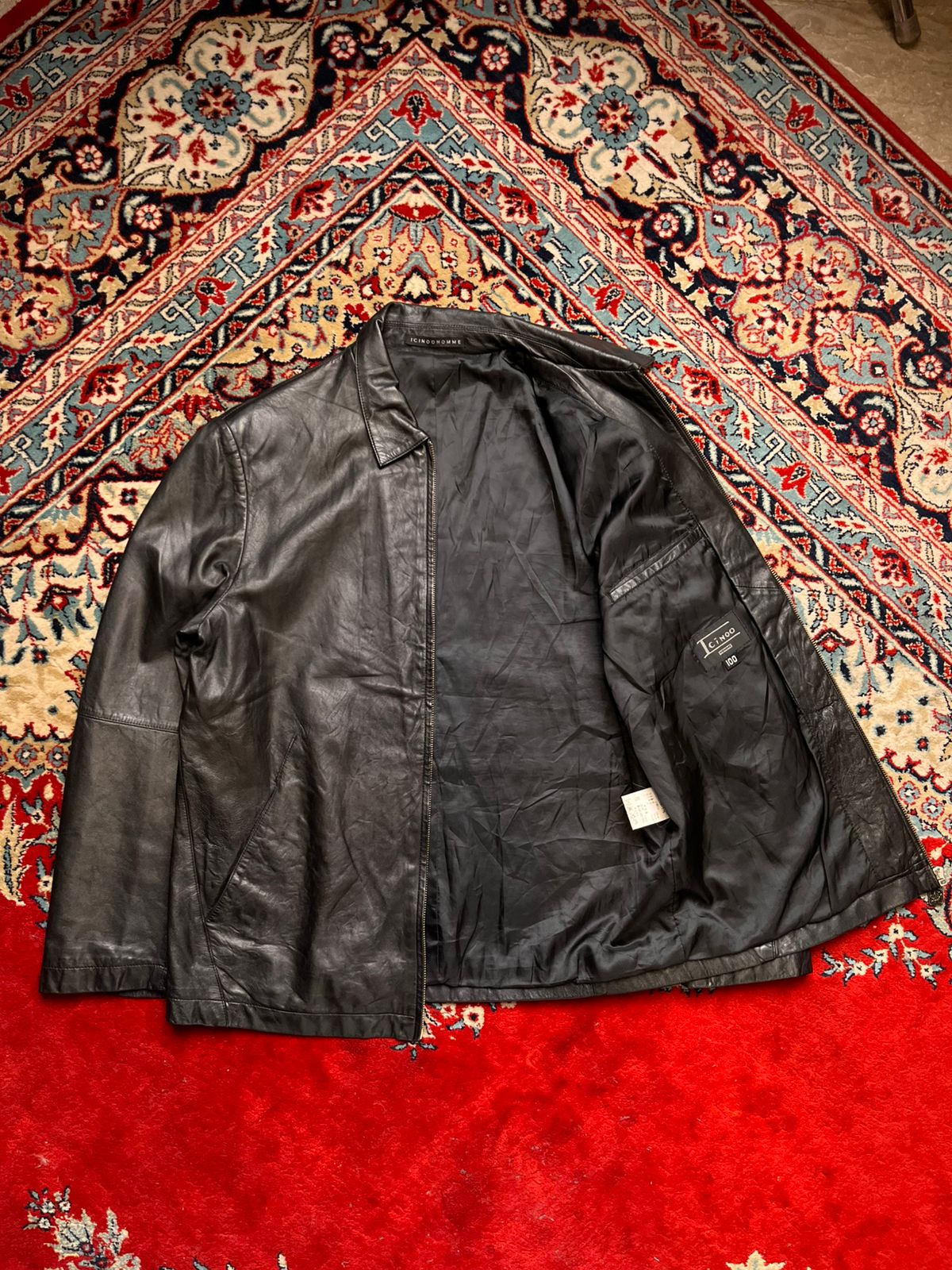 ICINOO HOMME Men’s Black Genuine Lambskin Leather Jacket