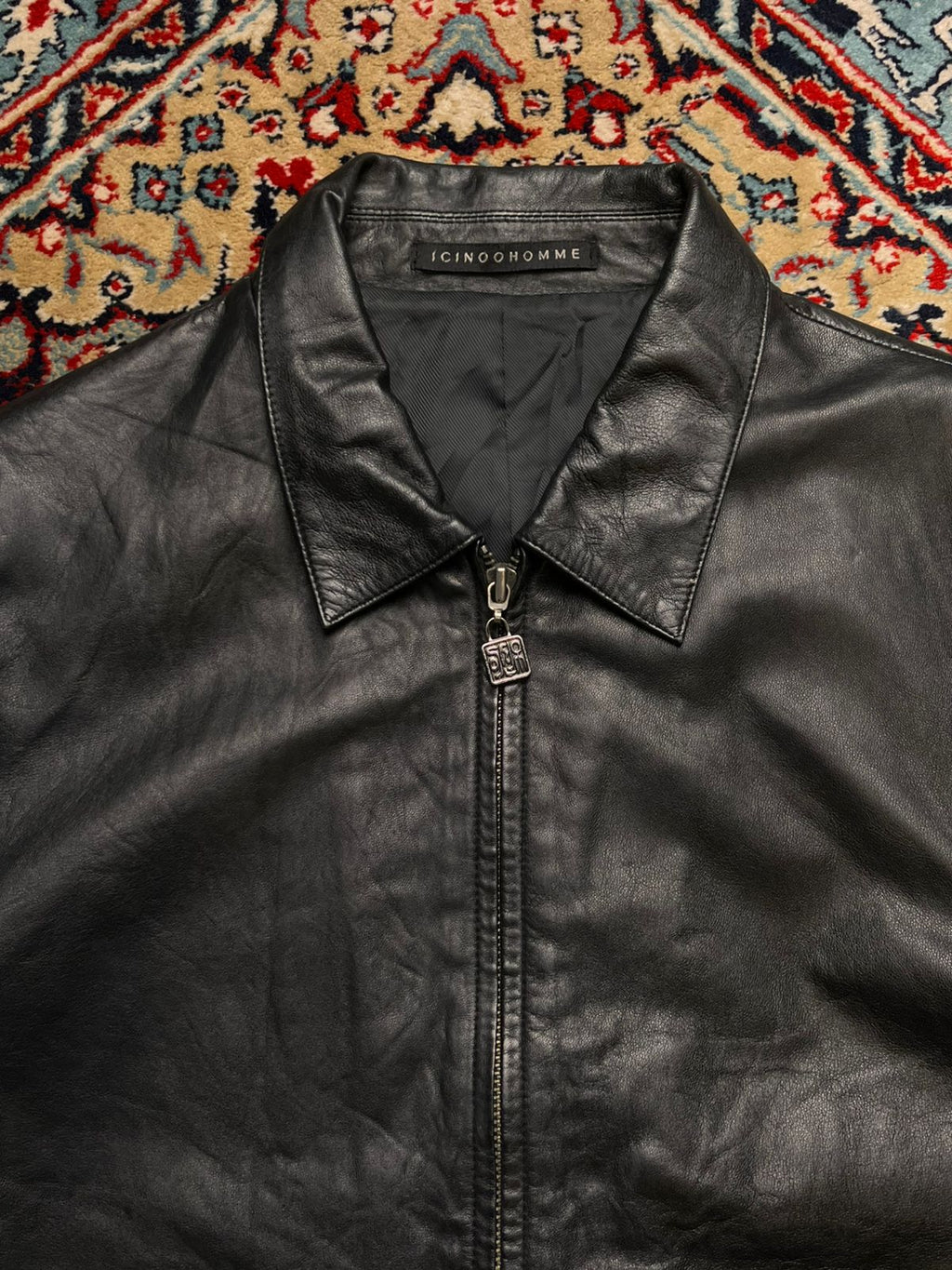 ICINOO HOMME Men’s Black Genuine Lambskin Leather Jacket