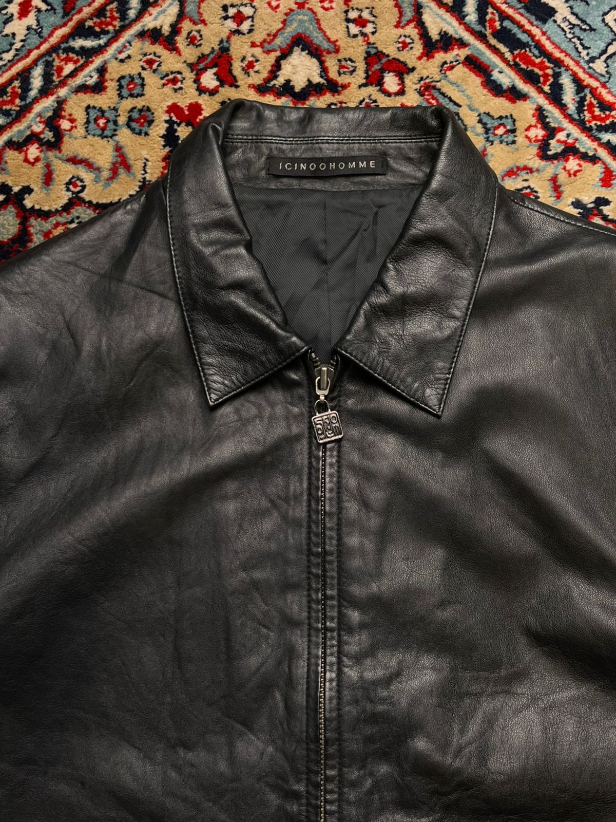 ICINOO HOMME Men’s Black Genuine Lambskin Leather Jacket