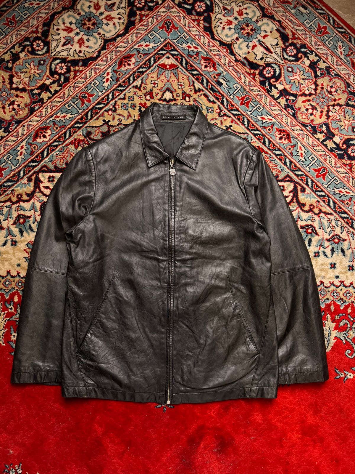 ICINOO HOMME Men’s Black Genuine Lambskin Leather Jacket