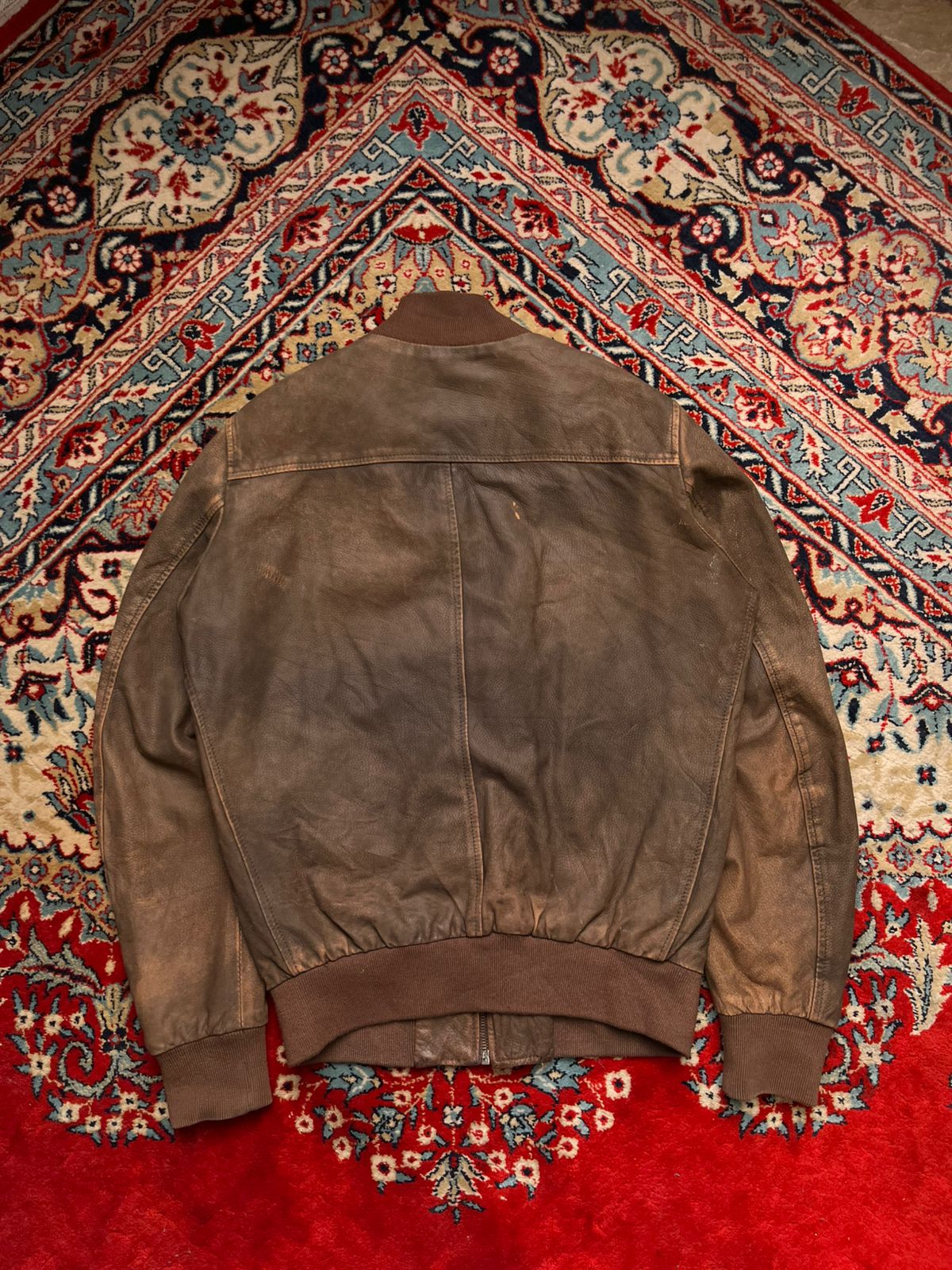 Rico Piel Brown Distressed Leather Jacket