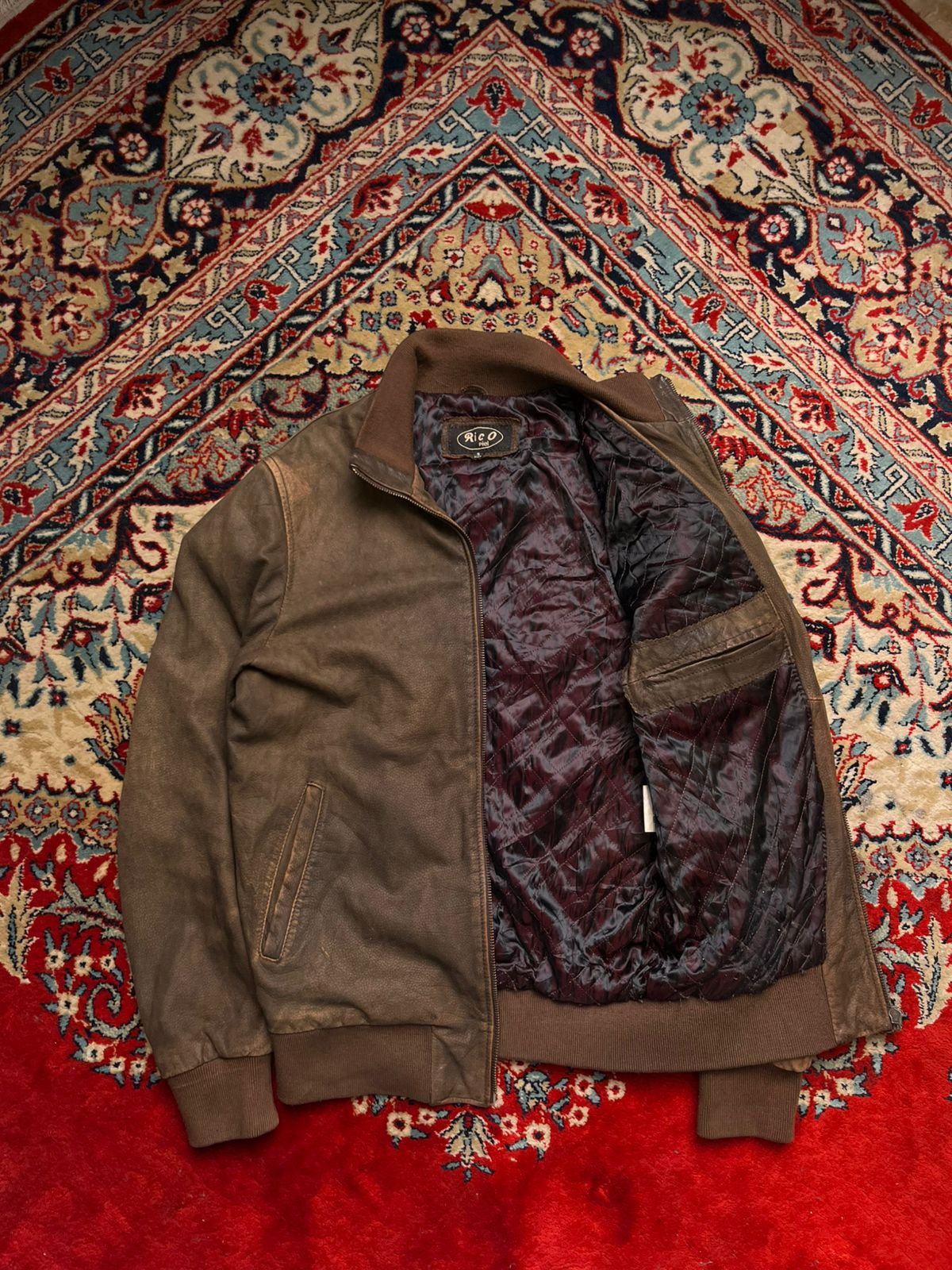 Rico Piel Brown Distressed Leather Jacket