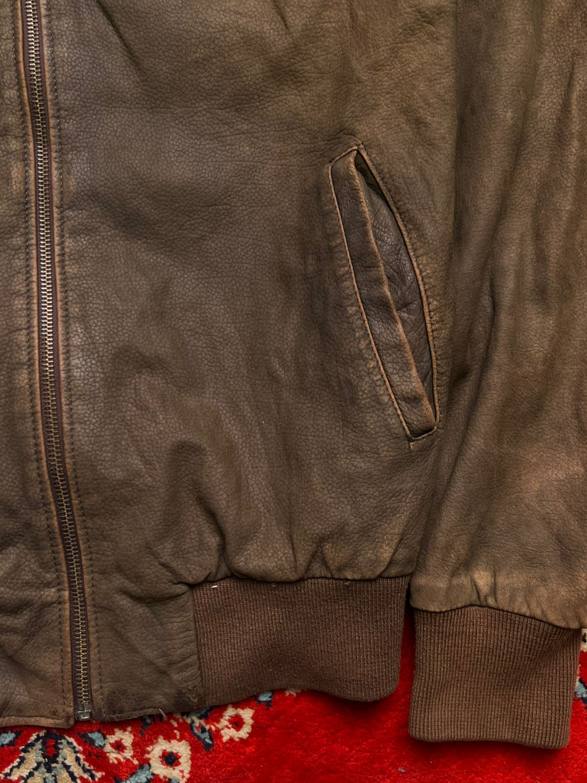 Rico Piel Brown Distressed Leather Jacket