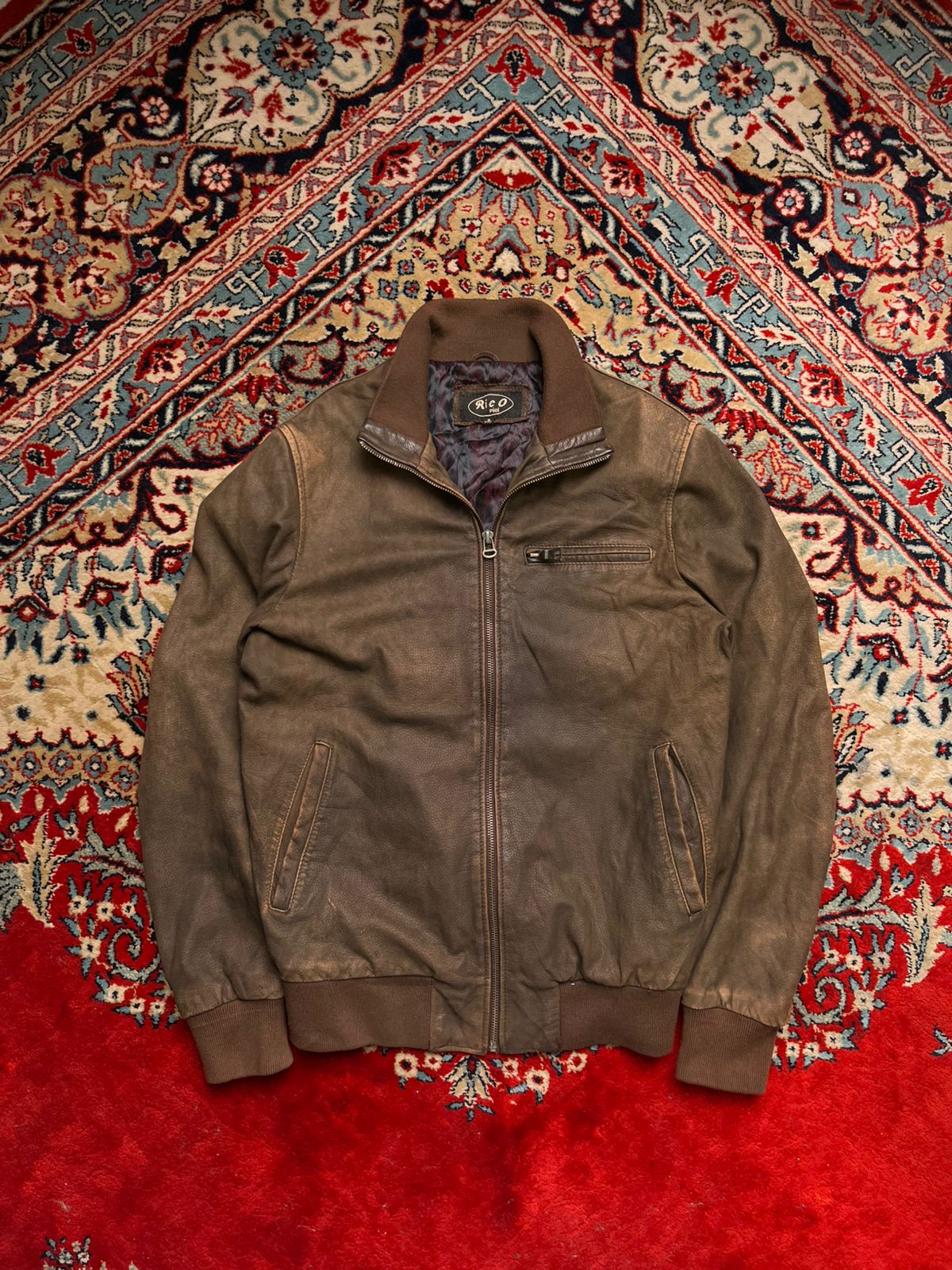 Rico Piel Brown Distressed Leather Jacket