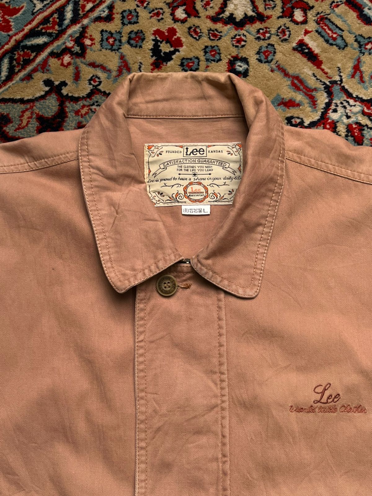 Vtg Lee Kanswear Mens Salmon Pink Harrington Bomber Jacket