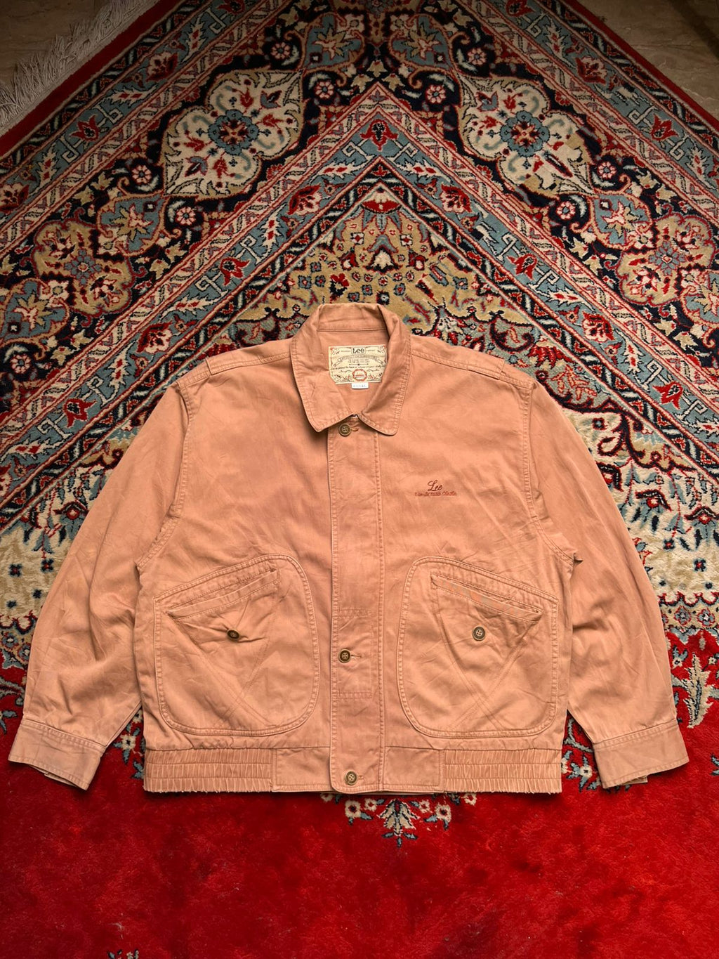 Vtg Lee Kanswear Mens Salmon Pink Harrington Bomber Jacket