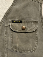 LEADER Vintage Workwear Vest Sherpa Lined Canvas Duck Green Distressed