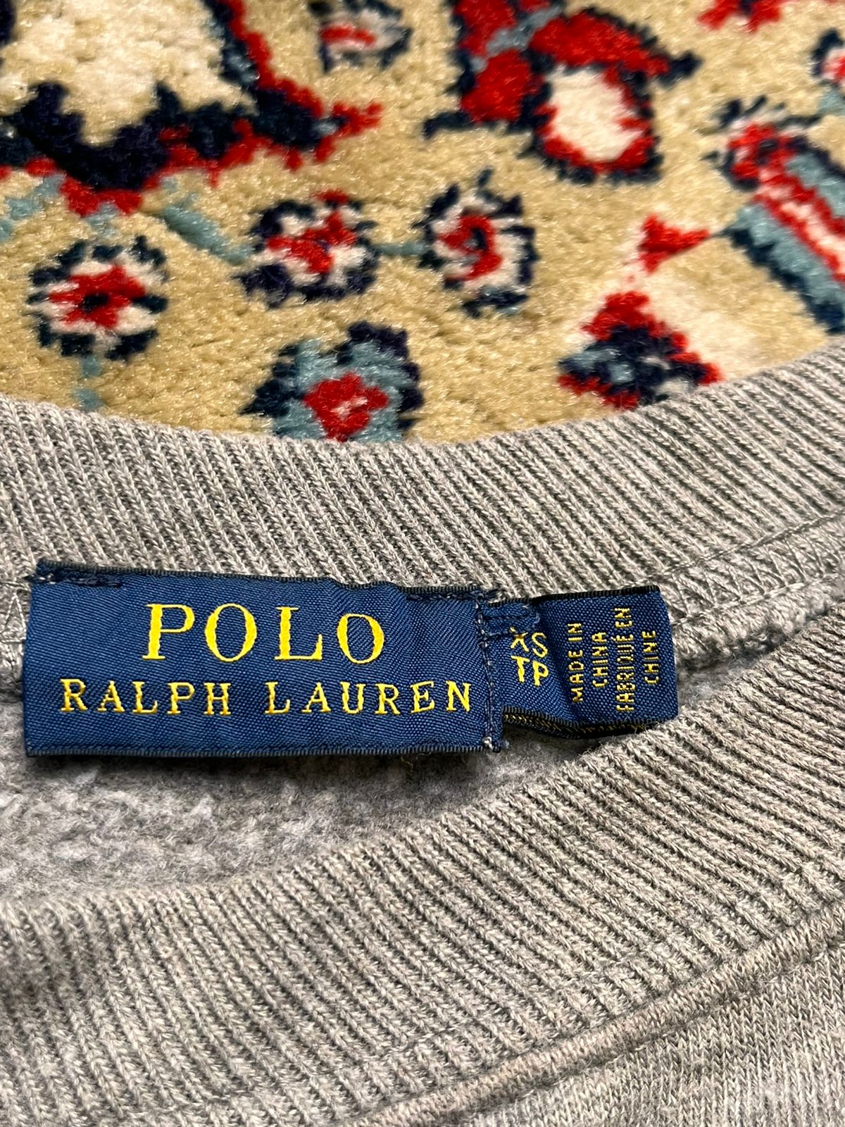 Polo Ralph Lauren Women Big Pony Printed Heather Grey Fleece Sweatshirt