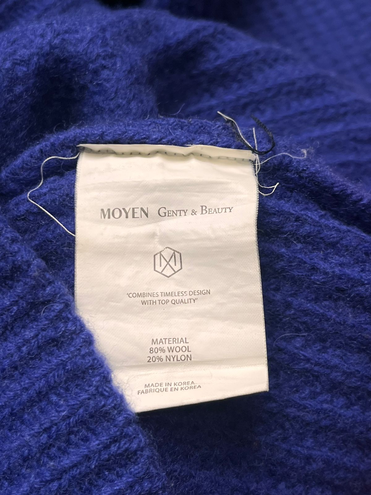 MOYEN Paris Blue Wool Ribbed Crewneck Sweater