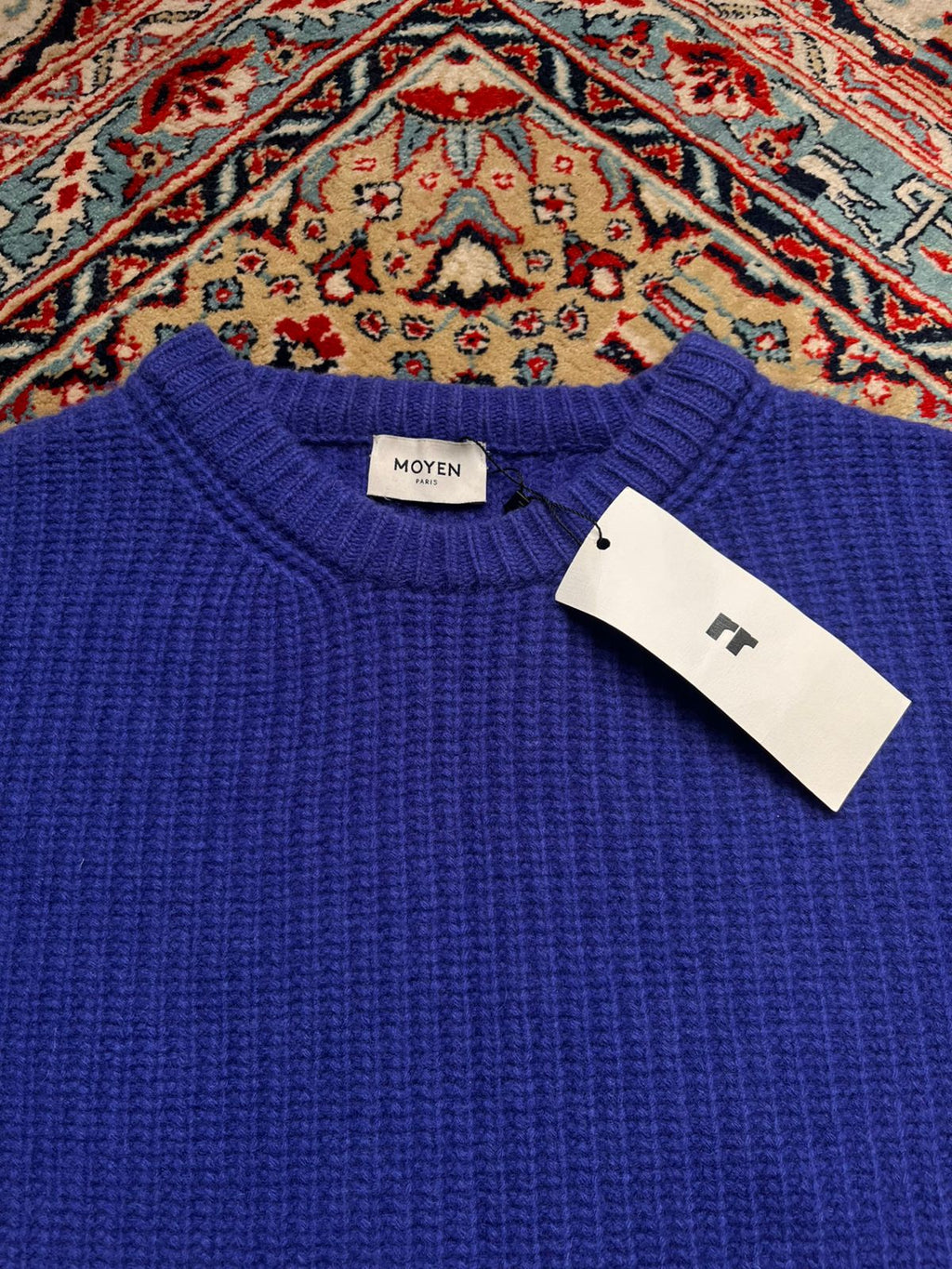 MOYEN Paris Blue Wool Ribbed Crewneck Sweater