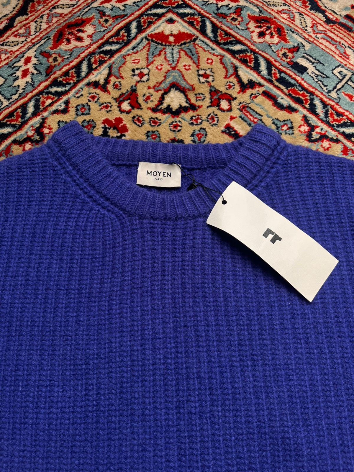 MOYEN Paris Blue Wool Ribbed Crewneck Sweater