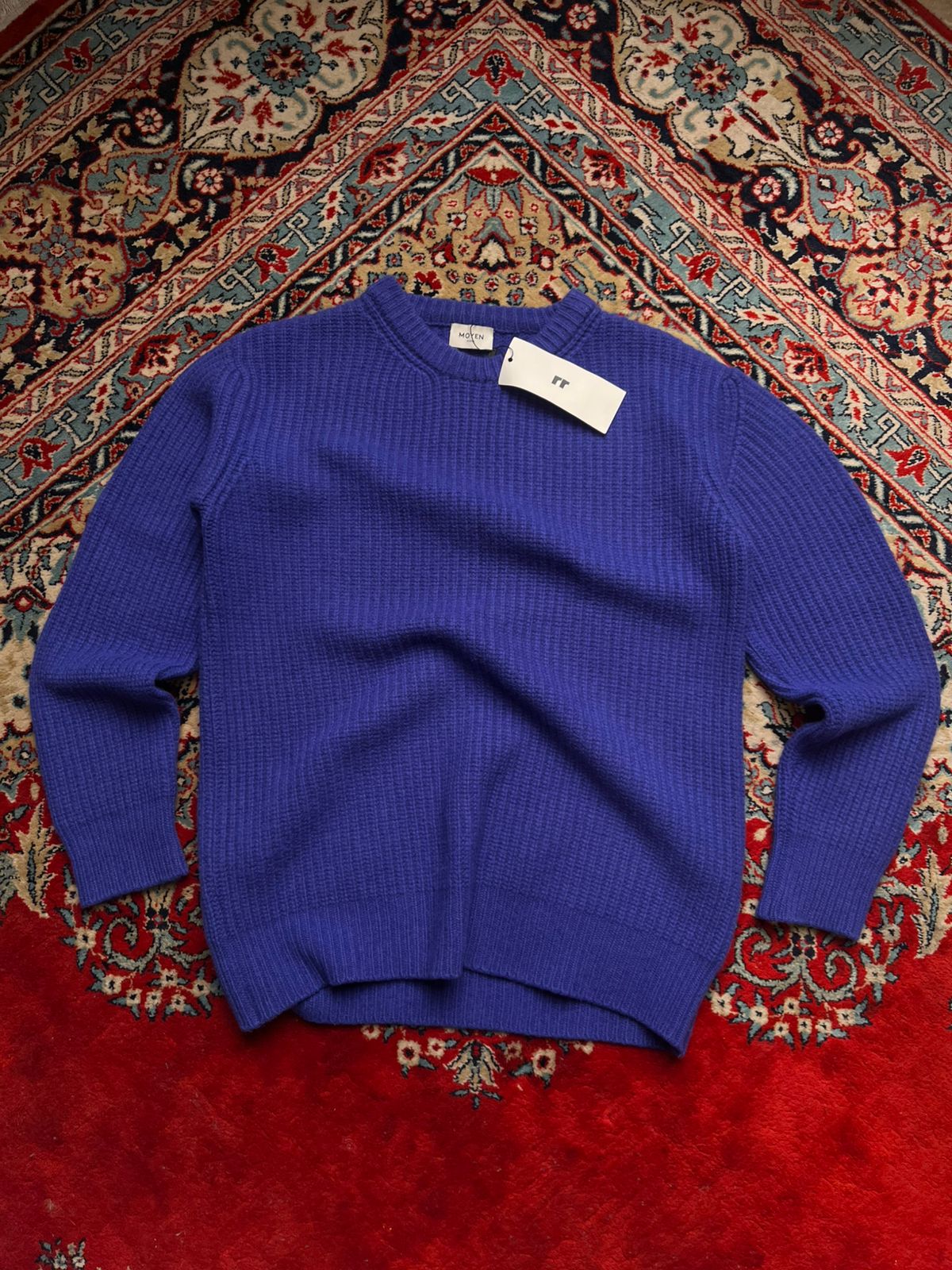 MOYEN Paris Blue Wool Ribbed Crewneck Sweater